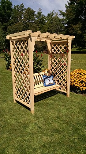 Amish-madequotcovington&quot Style Pine Arbor With Swing - 6 Wide Walkthrough Unfinished