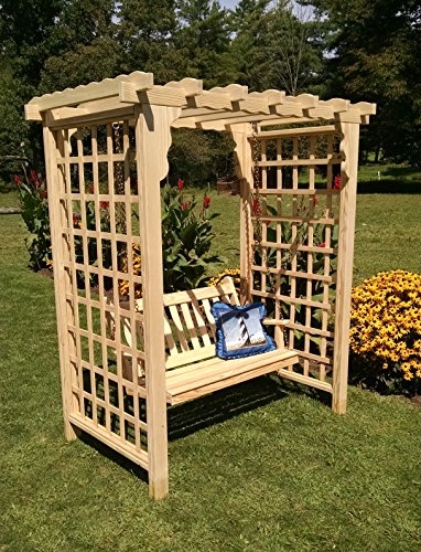 Amish-madequotlexington&quot Style Pine Arbor With Swing - 6 Wide Walkthrough Unfinished