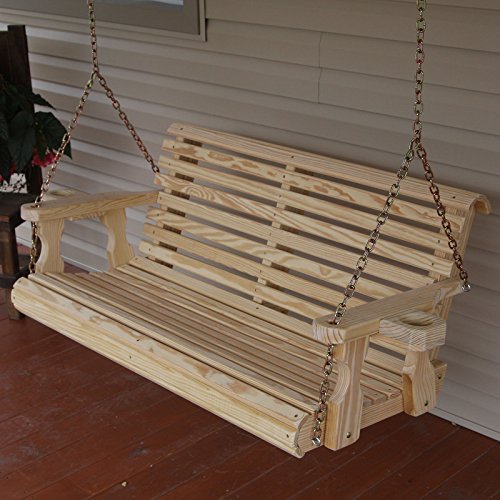Amish Heavy Duty 800 Lb Roll Back 4ft Treated Porch Swing With Cupholders