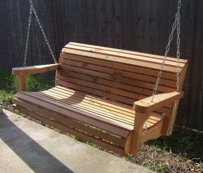 Brand New Contoured Classic Cedar Porch Swing With Hanging Rope And Cupholders - 6 Foot Stained