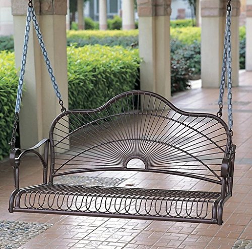 Durable Iron Patio Furniture Sun Ray Iron Porch Swing Hammock Measures 455Wx235Hx21D