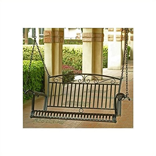 International Caravan Tropico Iron Porch Swing In Antique Black