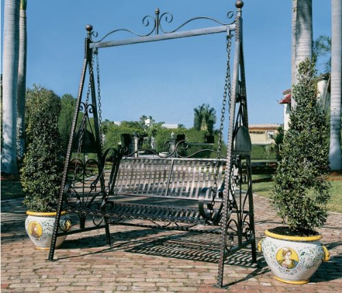 Tete Tete European French Iron Rosette Garden Porch Lawn Swing xoticbrands