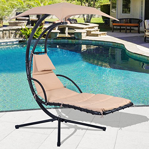 Hanging Chaise Lounger Chair Arc Stand Air Porch Swing Hammock Chair Canopy Comes With A Sturdy 02 Diameter Thick Galvanized Metal Chain