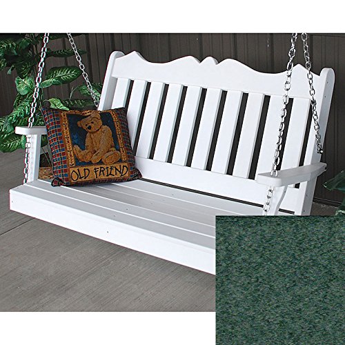 A&L Furniture Co Royal English Recycled Plastic Porch Swing 4 Foot Turf Green