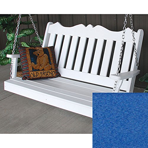 A&L Furniture Co Royal English Recycled Plastic Porch Swing 5 Foot Blue
