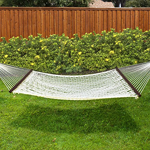Best Choice Products Hammock 59 Cotton Double Wide Solid Wood Spreader Outdoor Patio Yard Hammock