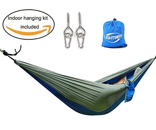 Lightbird Indooroutdoor Hammock With Indoor Hammock Hanging Kitbest Nylonsingle bluegray