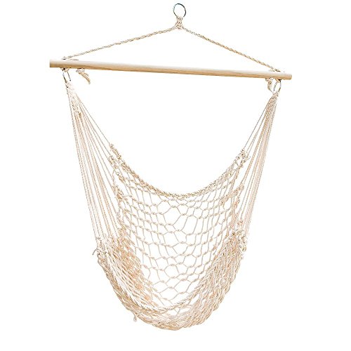 Tenive Hanging Rope Indoor Outdoor Patio Lawn Garden Yard Hammock Chair Swing Seat White