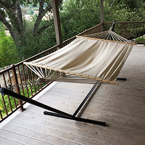 Apontus Cotton Double Hammock with Spreader Bars Canvas Material