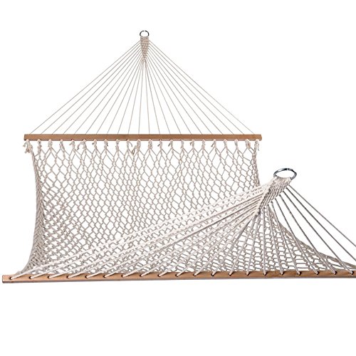 LazyDaze HammocksÂ Cotton Rope Double Hammock with Wood Spreader