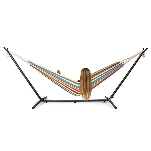 Belleze 10ft Double Hammock Stand with Carrying Case Kit Tropical