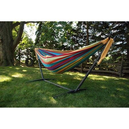 Creative Space-saving Design Double Hammock with Stand Combo Multicolor