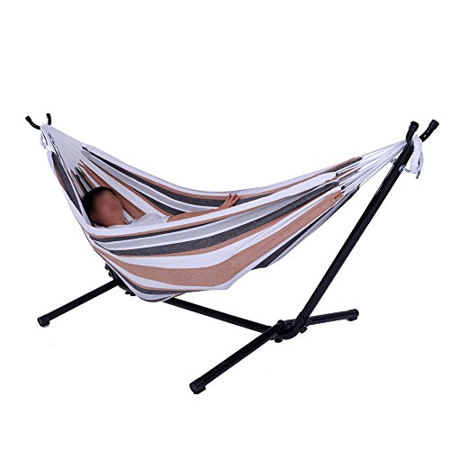 Double Hammock Stand with Space Saving Steel Stand Includes Portable Carry Bag