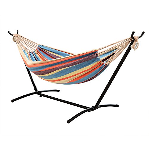 Ohuhu Double Hammock With Space Saving Steel Stand Includes Portable Carrying Case