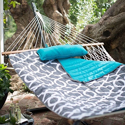 Algoma 11 ft Cotton Rope Hammock with Metal Stand Deluxe Set 1