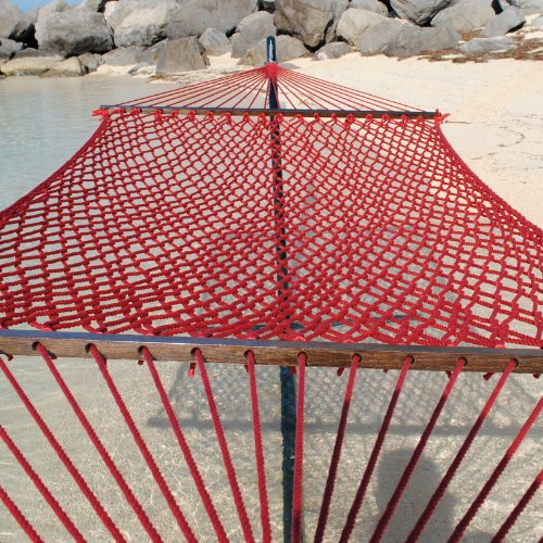 Caribbean Rope Hammock - 55 Inch - Soft-Spun Polyester red