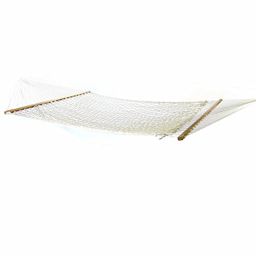 Sunnydaze 2 Person Polyester Rope Hammock With Spreader Bars Natural 450 Pound Capacity