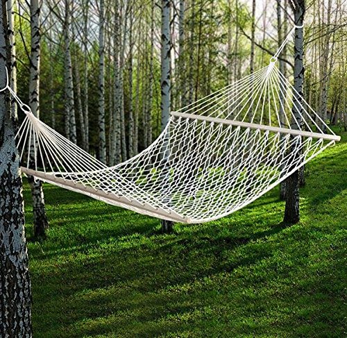 Yaheetech 59&quot Outdoor Swing Hanging Camping Double Nylon Rope Bed Grden Patio Hammock white