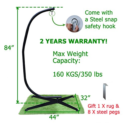 350 Lbs Max Weight Capacity Zupapa&reg Heavy Durable Steel C Hammock Frame Standndash84&rdquo Total Height Works With Most