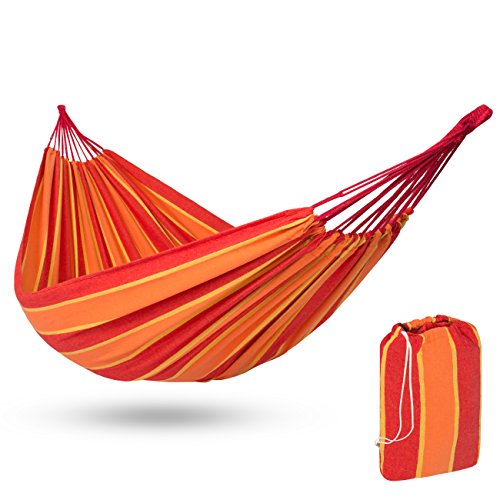 Best Choice Products Portable Cotton Brazilian Style Hammock Bed 2 Person Patio Camping- Orange