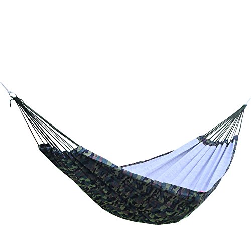 Zxcvlina Hammock Outdoor Camouflage Cotton Canvas Portable Camping Lightweight Swing Bed with Space-Saving Steel Stand
