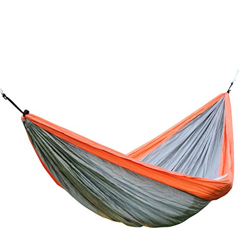 Zxcvlina Hammock Outdoor Cotton Canvas Portable Camping Lightweight Swing Bed with OrangeGray with Space-Saving Steel Stand