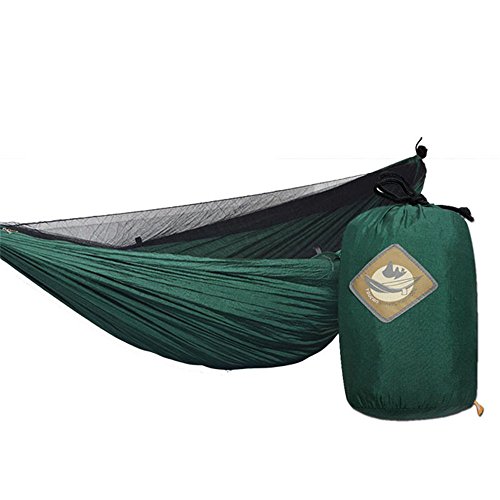 Zxcvlina Hammock Outdoor Double with Mosquito Net Portable Camping Lightweight Swing Bed Green with Space-Saving Steel Stand