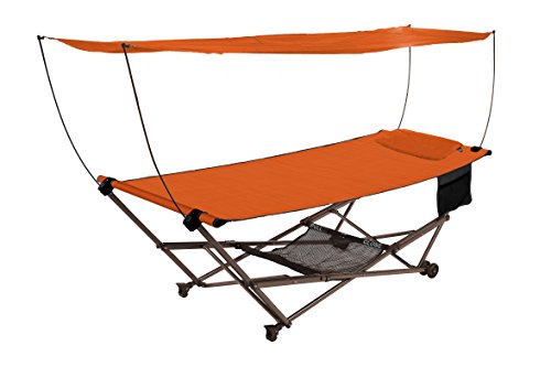 Bliss Hammocks Q-806TCr STOW-EZ Portable Hammock 4 Point Stand with Canopy Terra Cotta