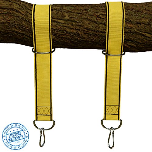 StrapMate Tree Patio Swing Hanging Kit - Two 4 Foot Straps Holds 2800 lbs SGS Certified Free Extra Strong 4 Snap Carabiners - Fastest Easiest Way to Hang Any Swing Hammock - No Tools Needed