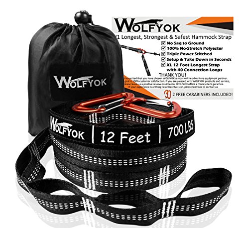 Xl Hammock Tree Straps - Wolfyok Hammock Straps Set Of 2000 Lbs With 40 Loops Total 24 Ft Extra Long Non-stretch