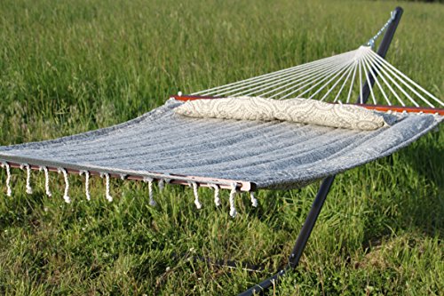 Deluxe Extra Large Two Person Brown Quilted Hammock Set with 15 Foot Long Stand