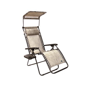 Bliss Hammocks Wide Gravity Free Lounger Chair With Pillow And Canopy And Side Tray Platinum Gray