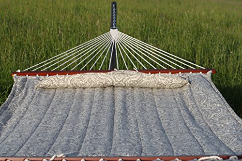 Exclusive Large Heavy Duty Double Quilted Hammock with Pillow - Tan Pattern