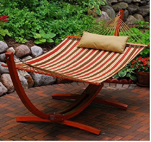 Algoma 12 Foot Wooden Arc Frame With Quilted Hammock And Matching Pillow 6710160sp