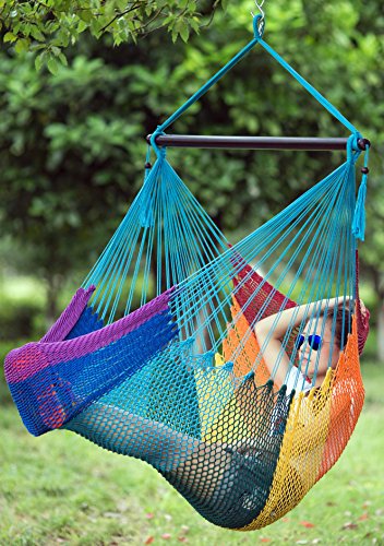 Merax Caribbean Hammock Chair Outdoor Chair Hanging Chair With Beautiful Wooden Bar multicolor