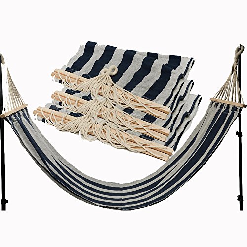 New Portable Outdoor Camping Travel Canvas Wooden Hammock Sleeping Bed Swing