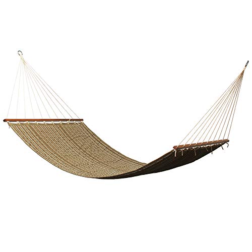 East Coast Hammocks Q8308 Large 2 Person Sunbrella Quilted Hammock - Harwood Cocoa