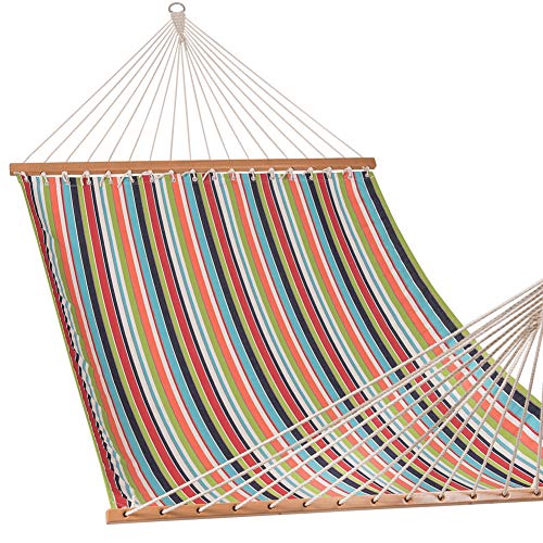 Lazy Daze Hammocks Sunbrella Fabric Hammocks with Spread Bar and Handcrafted Polyester Rope for Two Person All Weather and Fade Resistant 450 lbs Capacity Carousel Condetti