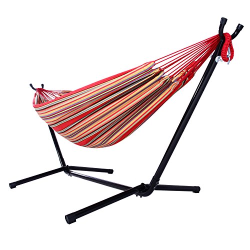 Elalma Portable Folding Hammock with Stand Camping Outdoor Indoor Swing Chair Bed Outdoor Hammock