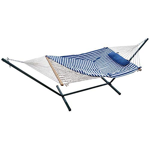 Prime Garden Single Hammock Combo with Stand and Spreader Bar 275 lbs Capacity Accommodates 1 People Perfect for IndoorOutdoor Patio Deck Yard