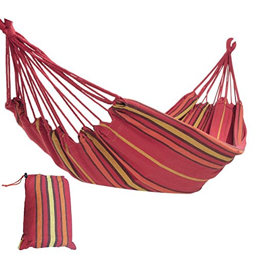 Prime Garden Backyard Patio Hammock Polyester  Carrying Case Red Striped