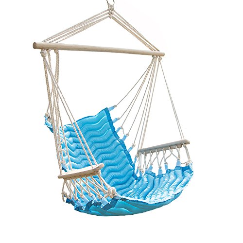 Tenive Hanging Rope Indoor Outdoor Patio Lawn Garden Yard Hammock Chair Swing Seat Acid Blue