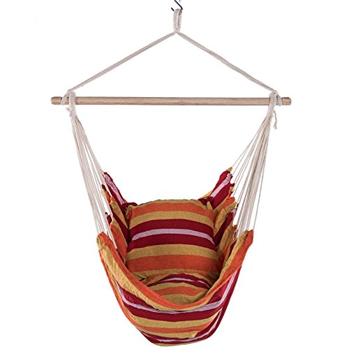 Lazydaze Hammocks&reg Canvas Hanging Hammock Swing Chair With Cushions Yellow And Red