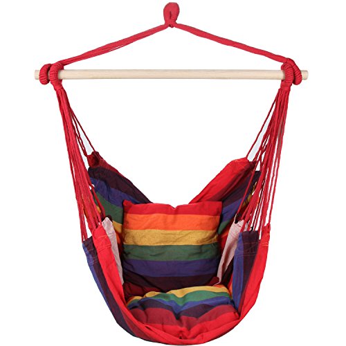 Swing Hanging Hammock Chair With Two Cushions red