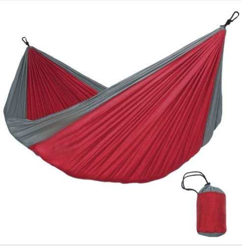 Bjzxz Outdoor Camping Double Color Matching Leisure Hammock Comfortable Parachute Cloth Dormitory Lunch Break Swing Chair Color  Red
