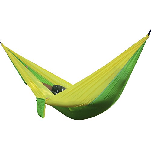 SHUTAO Outdoor thickened double parachute cloth hammock Lightweight hammock swing yellow green