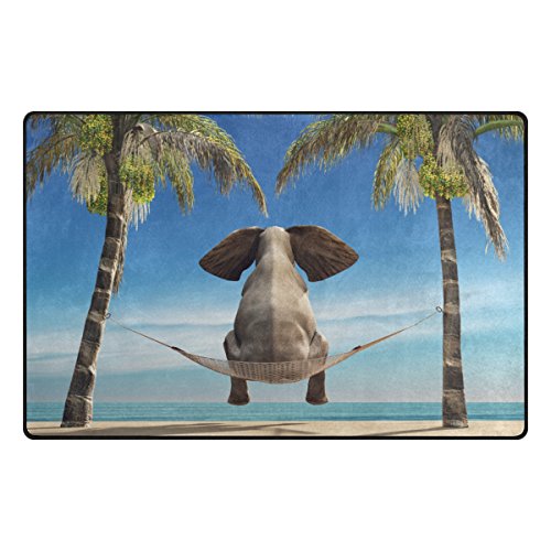 ColourLife Lightweight Carpet Mats Area Soft Rugs Floor Mat Doormat Decoration for Rooms Entrance 31 x 20 inches Elephant Sitting Hammock