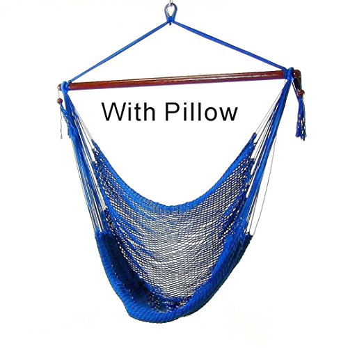 Hammock Swing Chair - 48 Inches Hanging Rope Chair Porch Swing Outdoor Chair Lounge Camp Seat At Patio Lawn Garden
