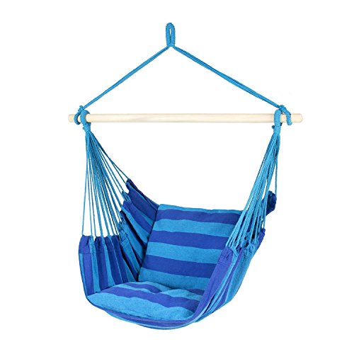 Valley Mall Outdoor Hanging Rope Chair Patio Porch Hammock Blue